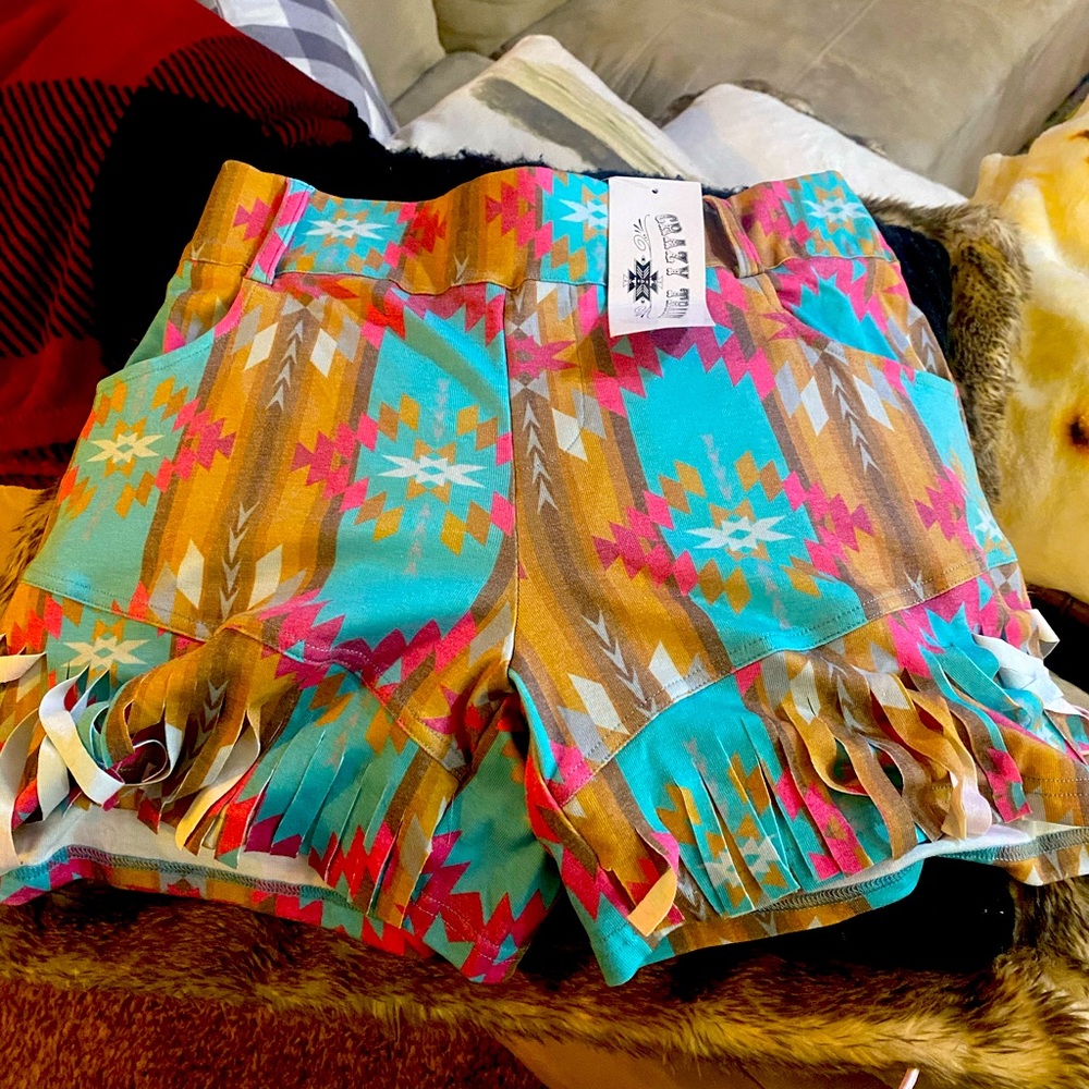 Crazy train shorts with fringe size medium NWT
